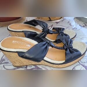 Sperry Top-Sider Sandals "Shoreham" Black Leather Straps Size 6.5M